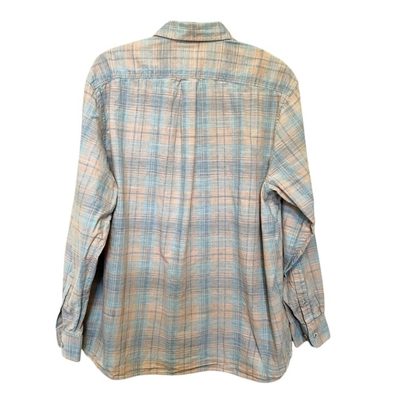 ROWM Men’s Long Sleeve Blue Peach Plaid Button Down Casual Preppy Classic Sz XL - Picture 2 of 9